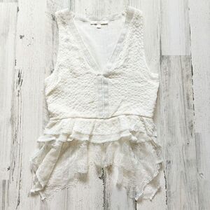 Jonathan Simkhai Women's Size Small Cream Lace V-Neck Sleeveless Blouse